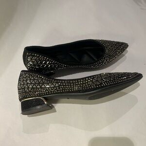 Black Studded Pointed Flats